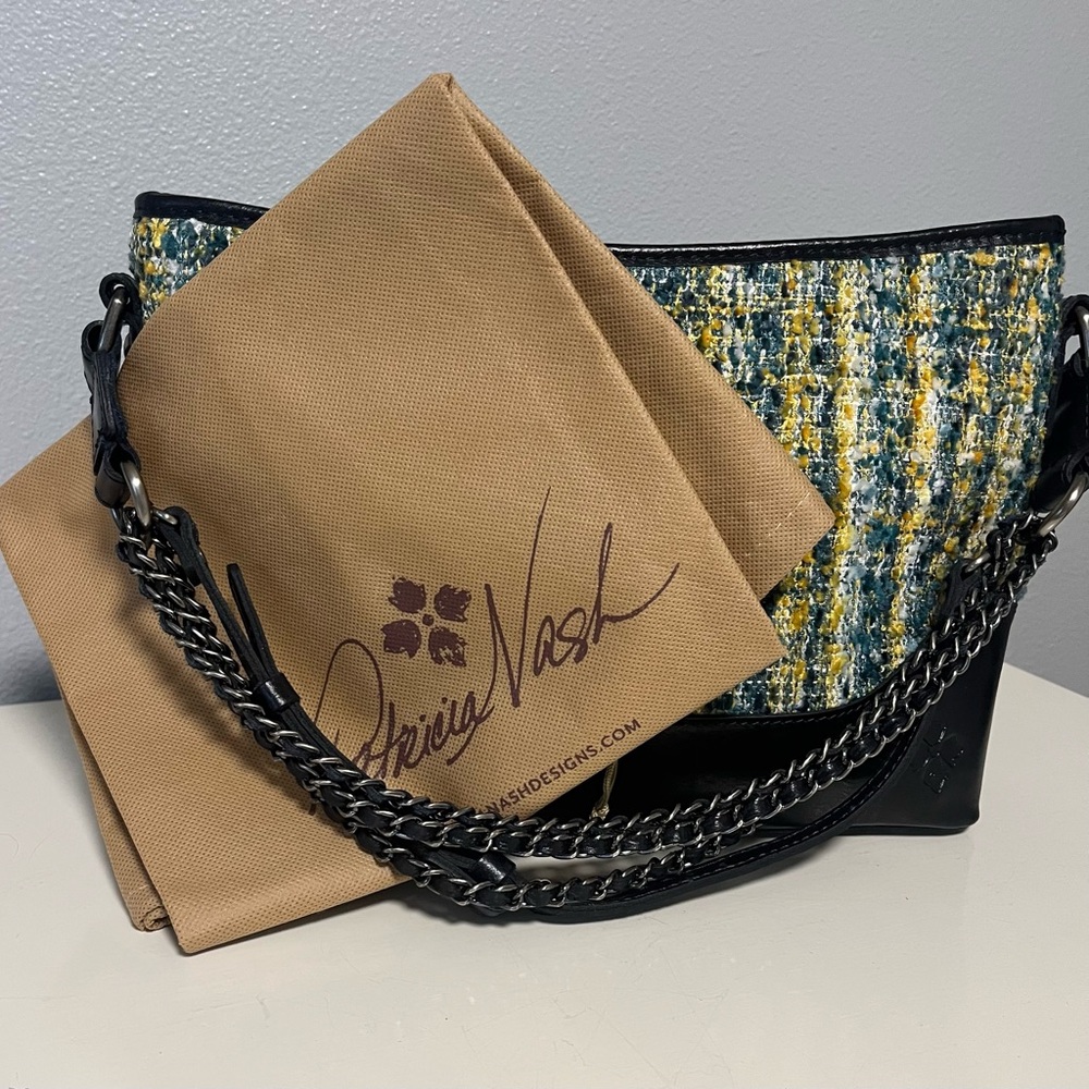 Patricia Nash Black and Yellow Tweed Shoulder Bag - Picture 2 of 16